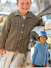 Child's Easy Cable Cardigan-& Hooded Jacket Boy- Girl- Knitting Pattern -Aran(Worsted weight) Instant Download-18-28" chest