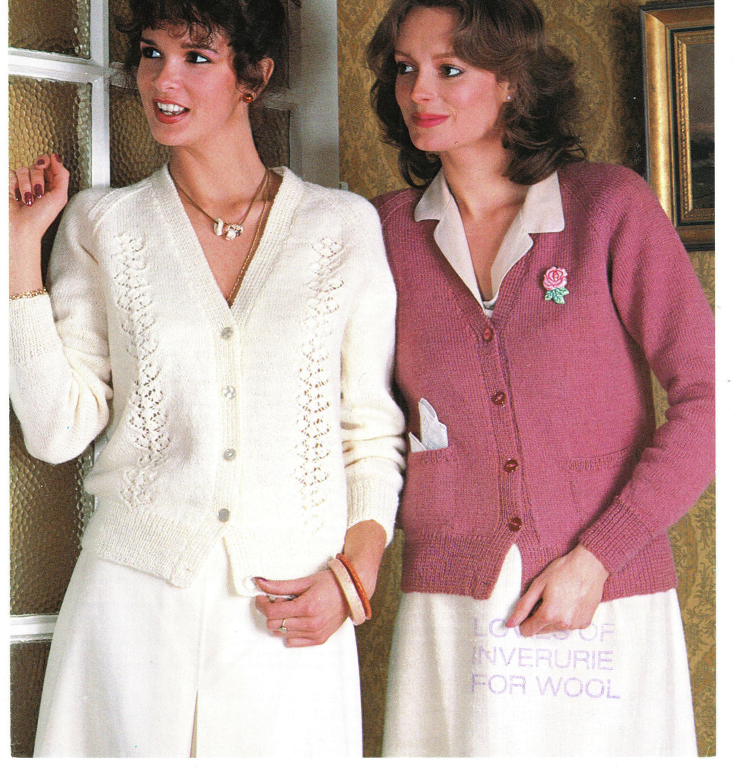 Ladies /Woman's Classic Cardigans-with pockets or lace panel- 4ply-Easy-32-40