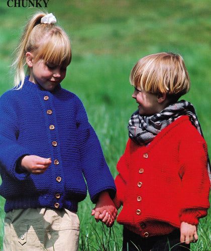 Child's Easy Hooded Jacket & Cardigan - Boy- Girl-Garter Stitch  Knitting Pattern -Chunky- Bulky wool- Instant Download-22-32
