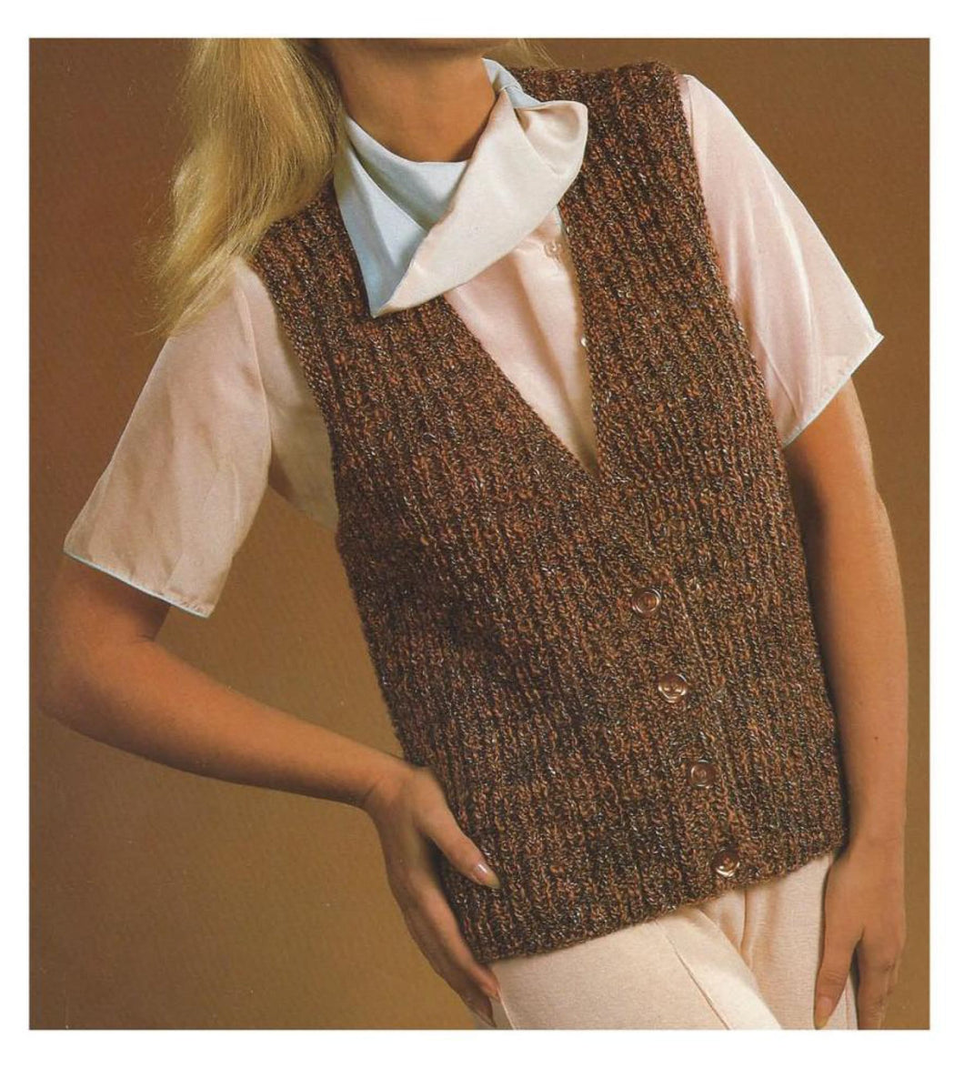 Womans Easy Ribbed V Neck Waistcoat - Fit 30-40