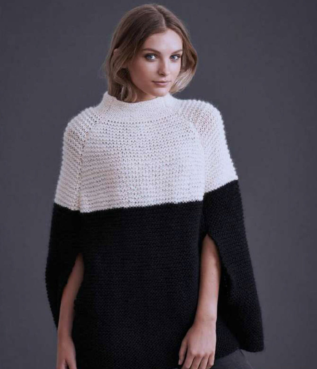 KNITTING Pattern-Ladies easy Knit Beginners Poncho in Double Knitting Wool/8ply-Download PDF