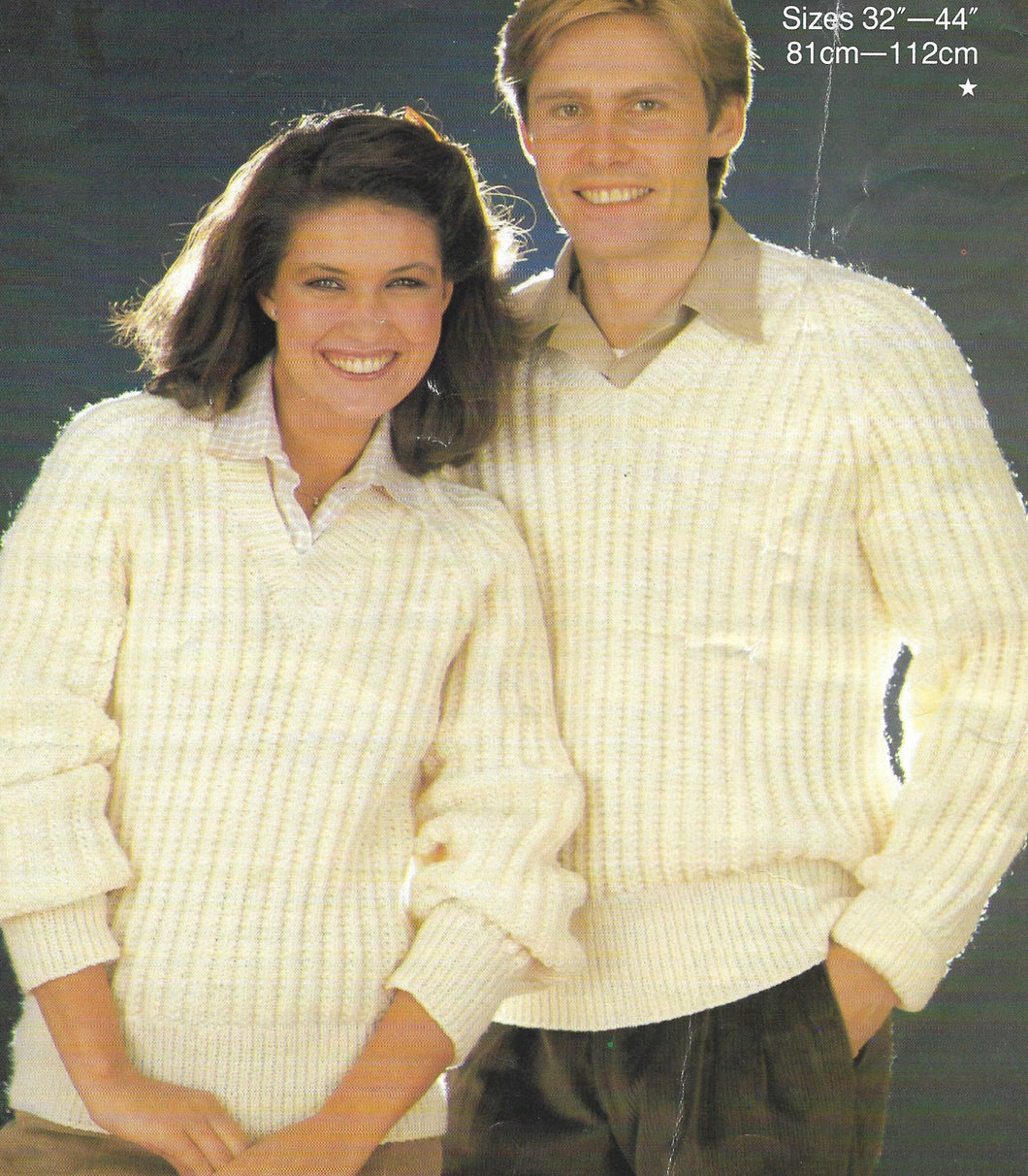 Easy Beginers Ladies /Woman's Mans Ribbed V Necked Jumper- Sweater  Aran Knitting Wool/10 Ply-Download PDF KNITTING Pattern