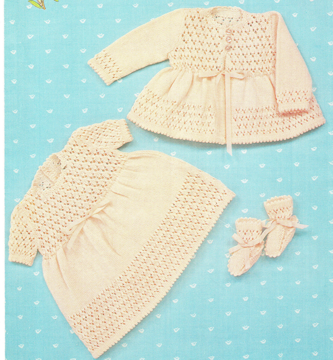 Baby Girl's Vintage Dress Jacket Bootees in 4ply  18