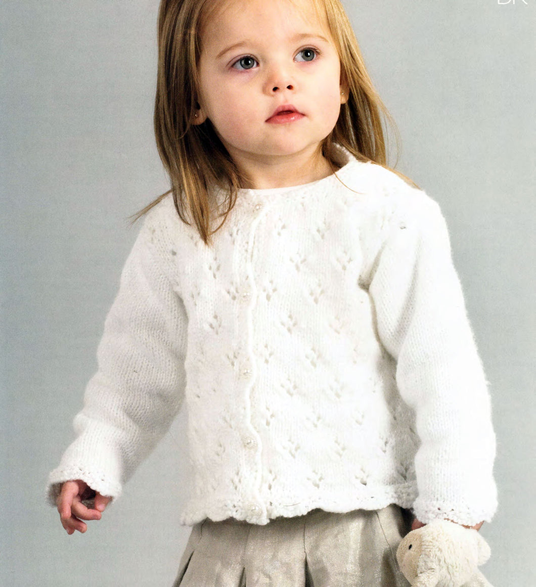 Girls lace Cardigan & Sweater in DK wool- fits ages 1-11 years- Knitting pattern- (8ply)   Chest 20 - 30
