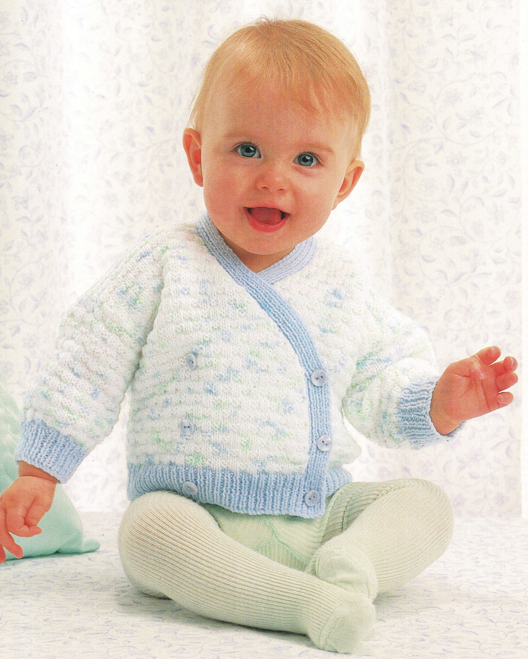 Cross Over Baby Cardigan- to knit in 4 ply fits chest 16-20
