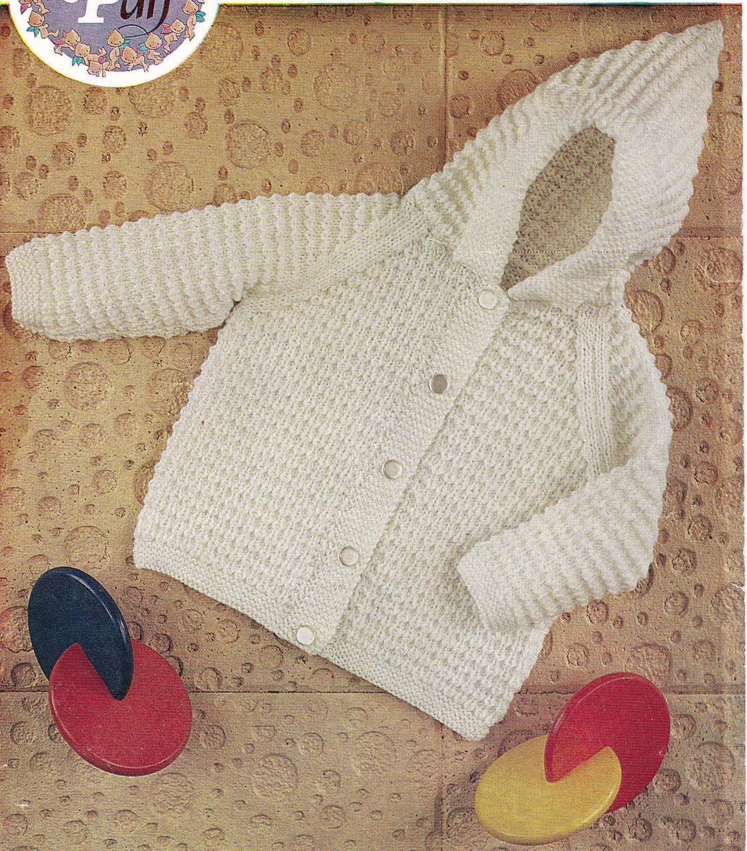 Easy Beginner Baby Hooded Jacket -Boy or Girl- DK-8ply Knitting Pattern 20-22
