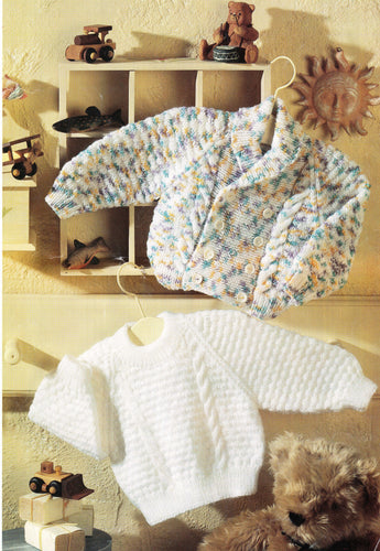 Boy or Girl's Easy Knit cable Cardigan & Jumper Light Worsted DK (8ply) or 4ply 16- 22