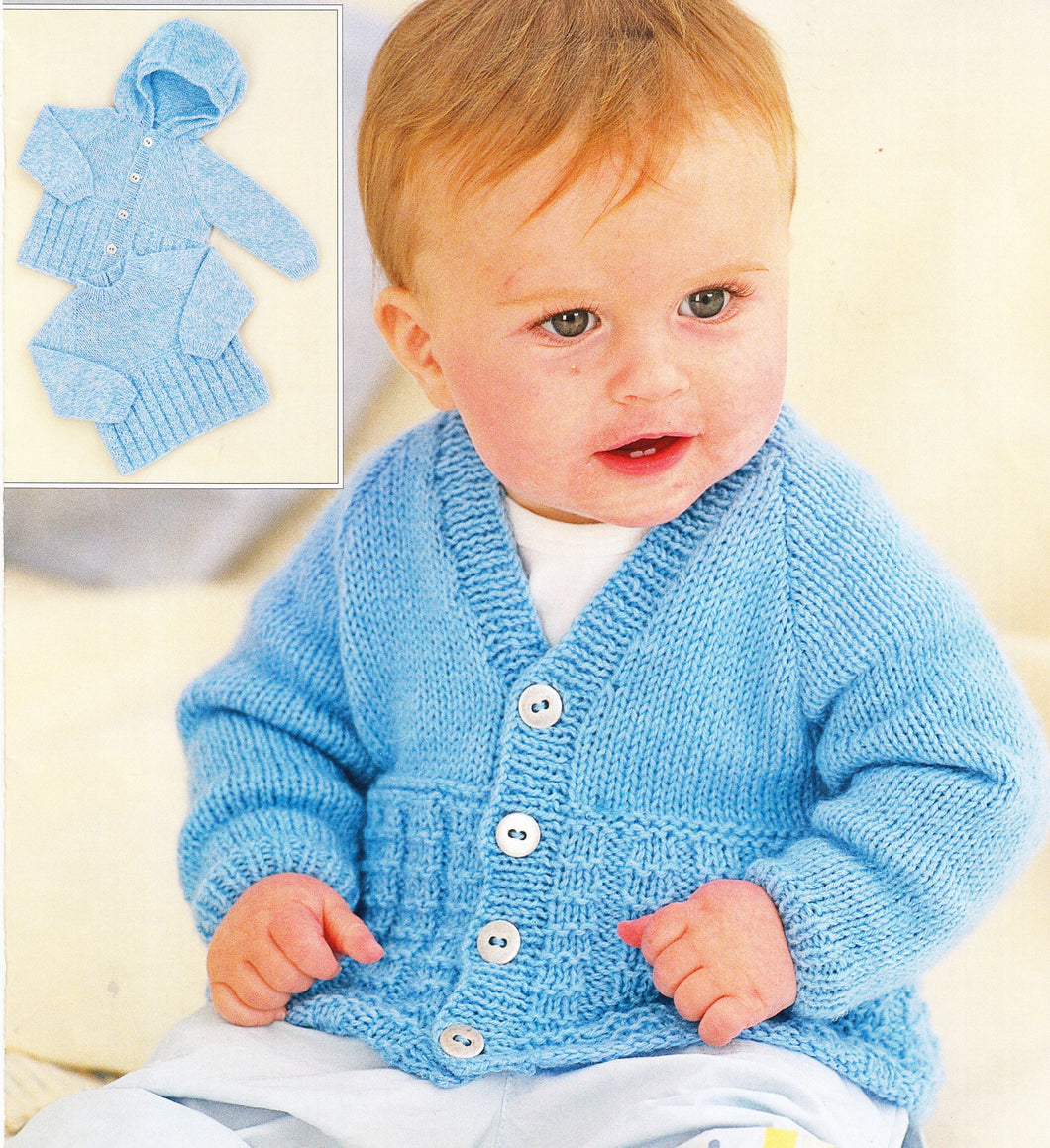 Child's Easy textured Cardigan-Jumper& Hooded Jacket Boy-Girl- Knitting Pattern -DK-8ply(Light Worsted weight) Instant Download-16-26