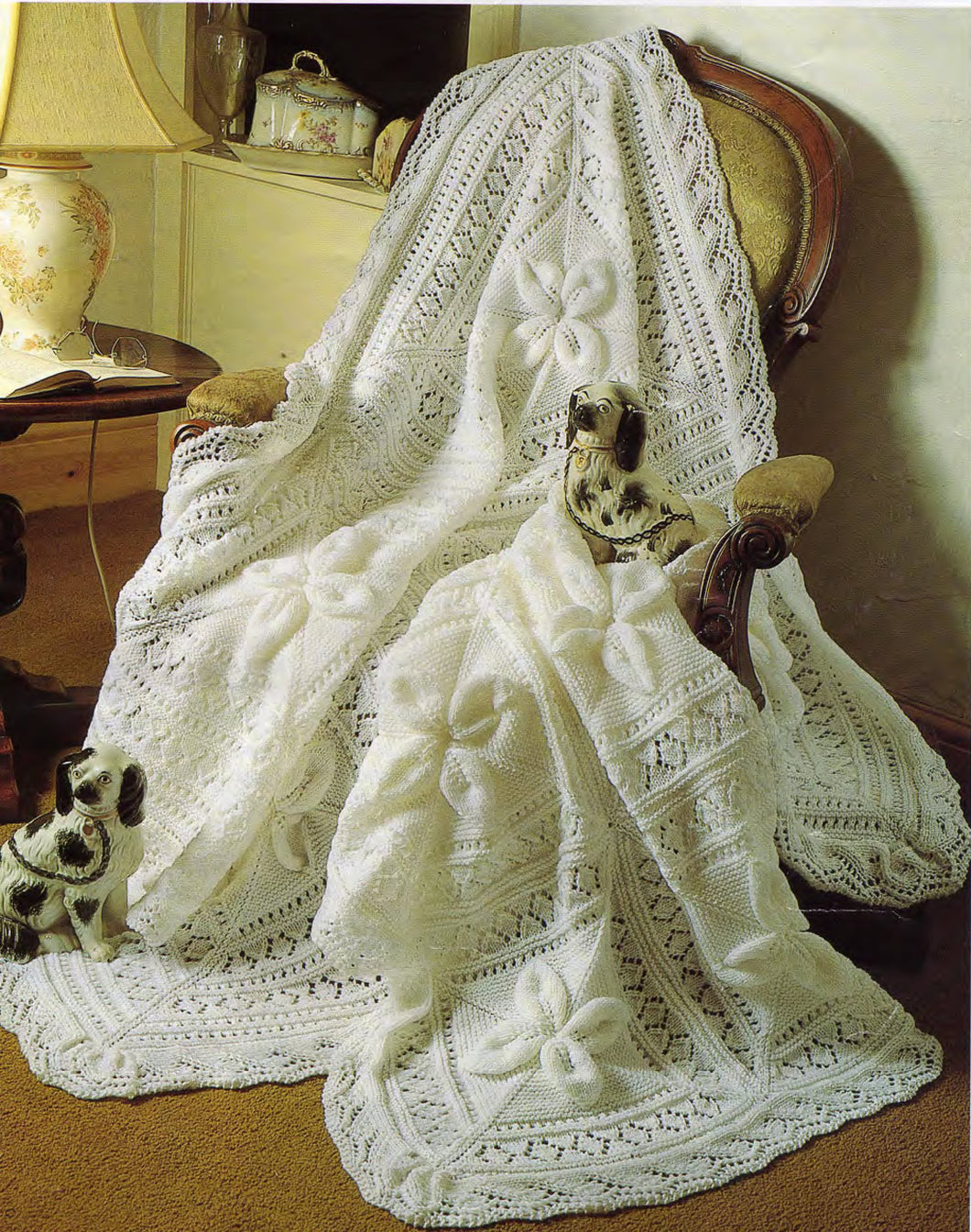 Vintage Baby Shawl and Cot Blanket Knitting Pattern-8ply/DK yarn PDF Instant download- KNitted in Triangles then joined