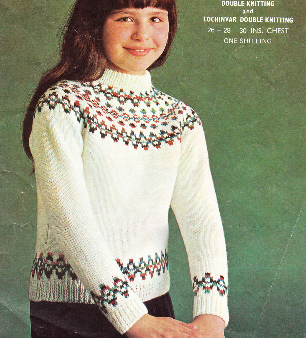 Yoked Fair Isle jumper- Knitting Pattern, Fair Isle, Children , Instant Download PDF 8ply/ dk