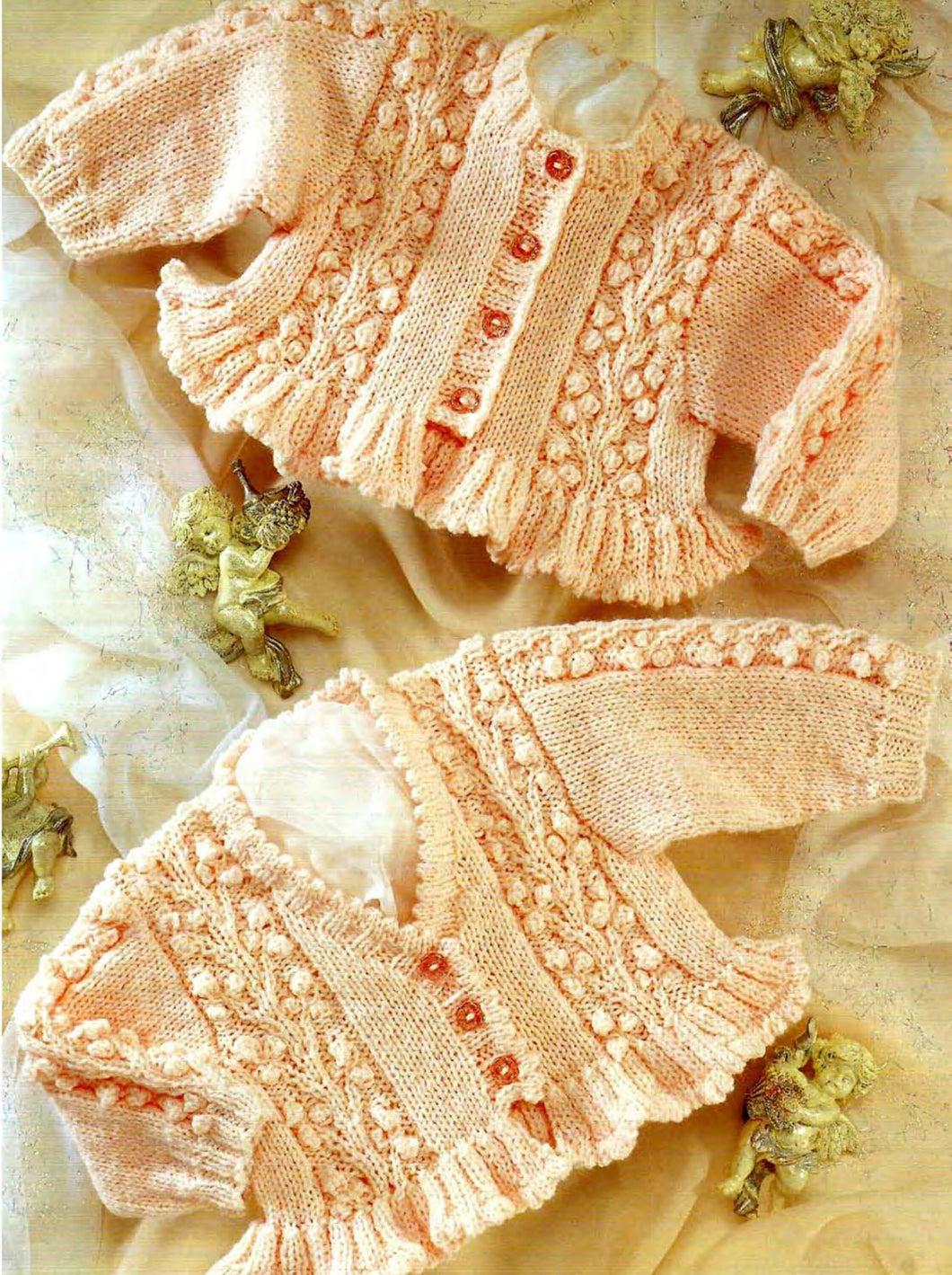 Baby Girls Long sleeved Peplum Border Frilled Cardigan Knitting pattern- Knitted in 8 ply (DK) fits Birth-6 Yrs- 16-26 Inches