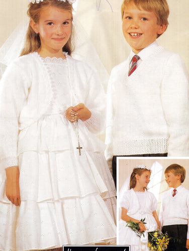 Boys girls-Communion- Wedding  Bolero Cardigans, jumper slipover Knitting pattern DK - 8Ply Yarn- 24 32