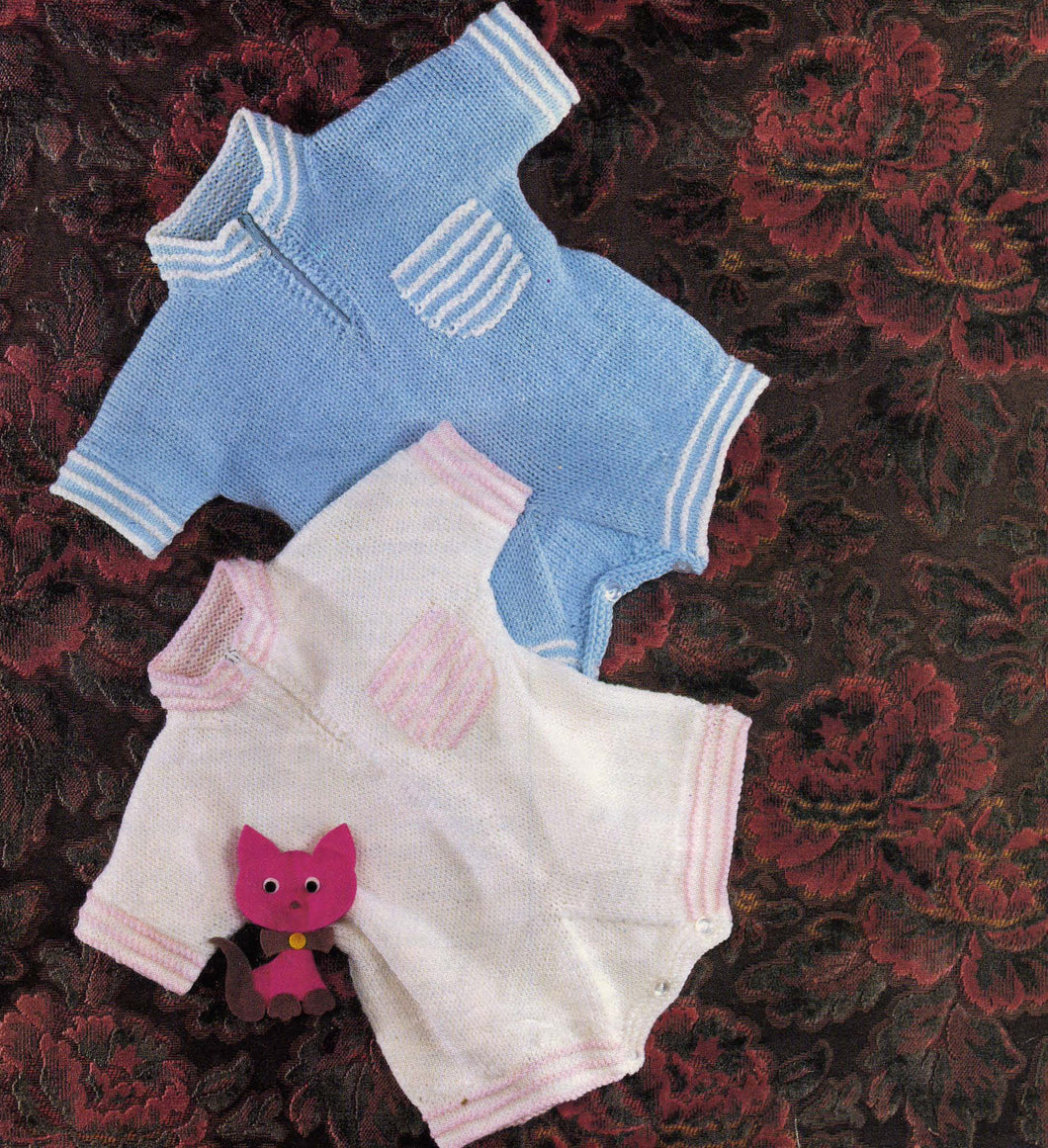 Easy Baby Boy- Girl Rompers~Buster Suit- Bottom opening DK (8ply) fits 18 - 20