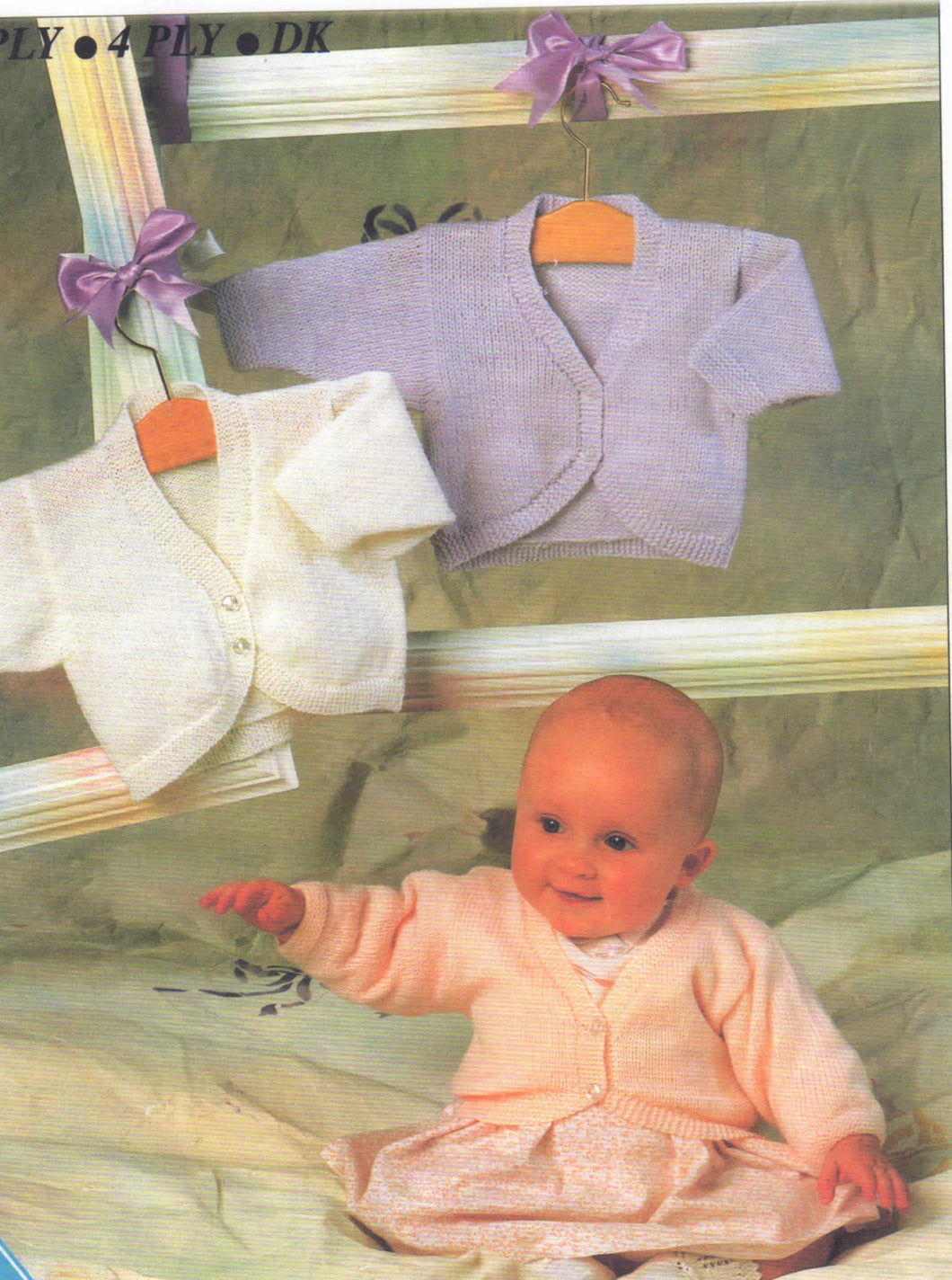 Easy Knit Baby Girl Bolero Cardigan- Knitted in 3ply or 4 ply or DK- light worsted 8 ply yarn-16-22