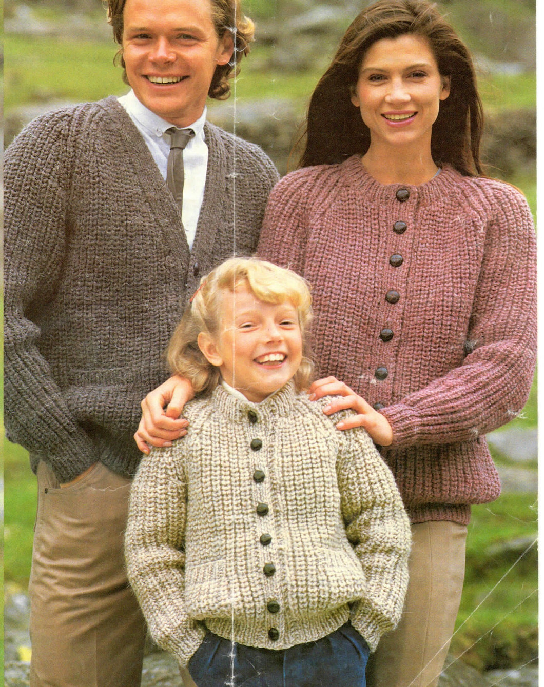 Mans Woman's Childrens Fisherman's Rib Easy Knit Cardigans in Chunky Bulky Yarn- Chest 26