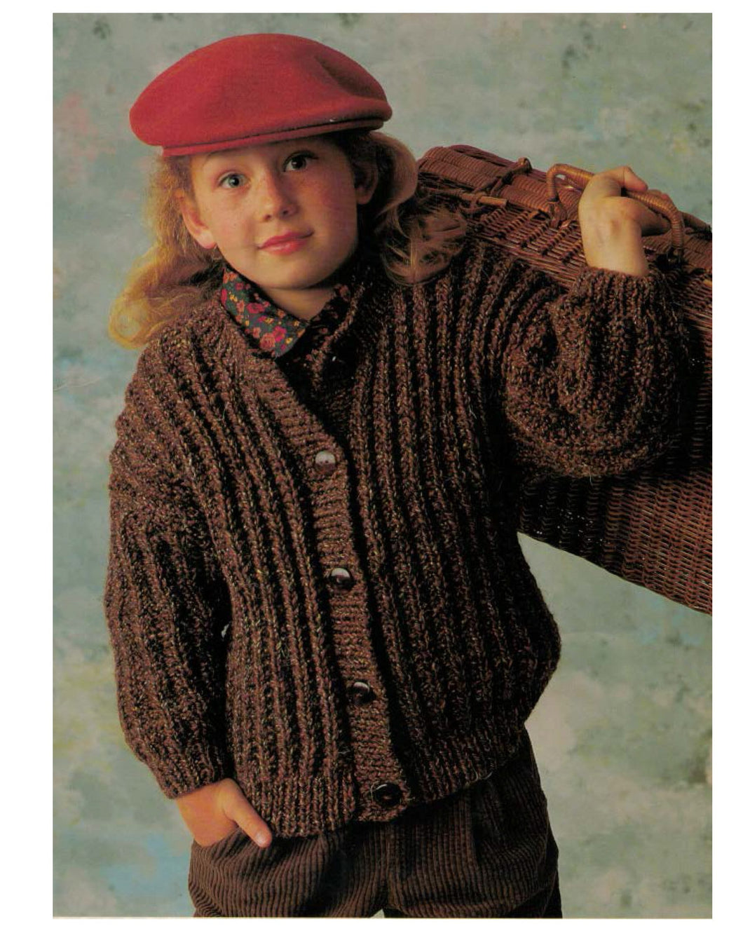 Girls Ribbed Jacket- Cardigan   Chunky- Bulky 12 ply wool- Fits 24 - 32 Inches  Knitting Pattern Download PDF