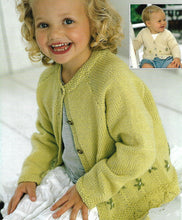 Girls Easy Round Neck- V Neck Cardigans Embroidered flowers 16-26" DK / Light light /8ply pdf Instant Download knitting pattern PDF