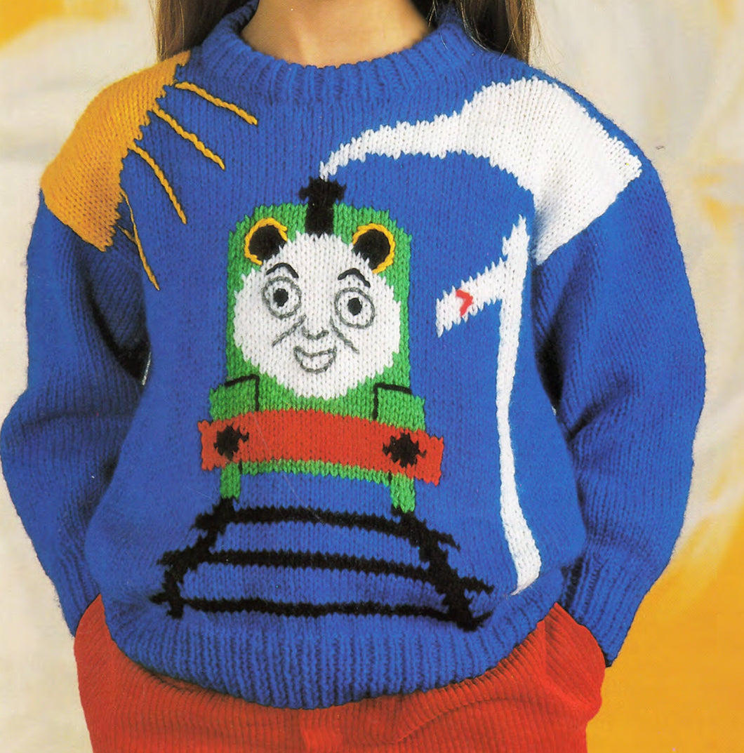 Knitting Pattern- Boys - Girls Thomas the Tank Engine Crew Neck Sweater- Jumper- DK -8 ply- fits 20 - 26