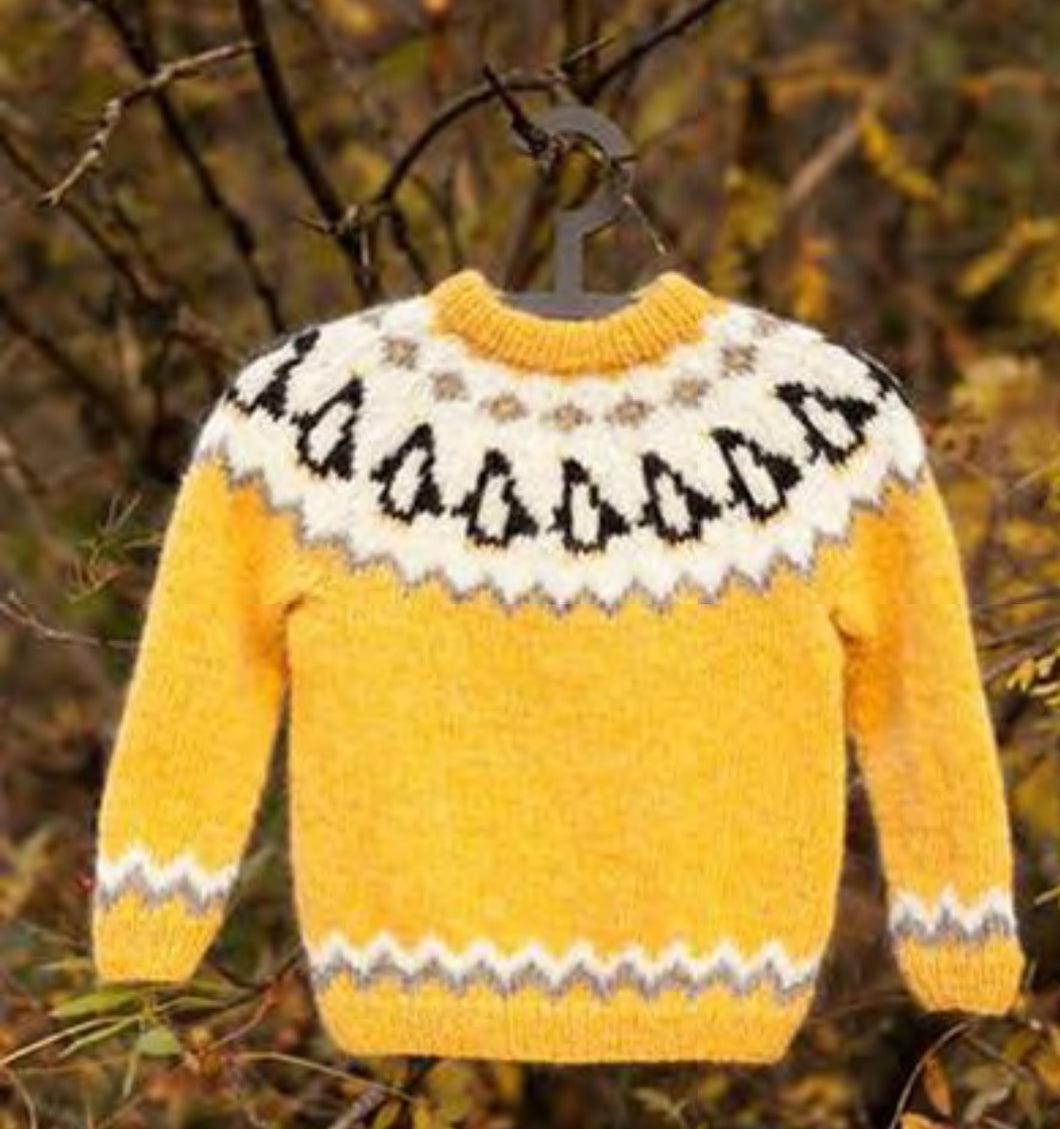Childs Penguin Jumper age 2-10 years Lopi Icelandic Aran Knitting Pattern PDF Instant download