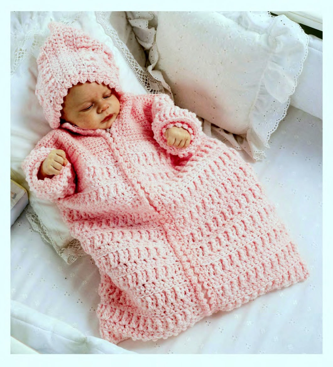 Lovely baby Hooded sleeping bag- Crochet pattern Only- Fits 0-3 months Crochet pattern Download PDF