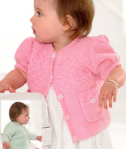 Baby Toddler Girls Round Neck Cardigan Pocket Long or Short Sleeve 16-24