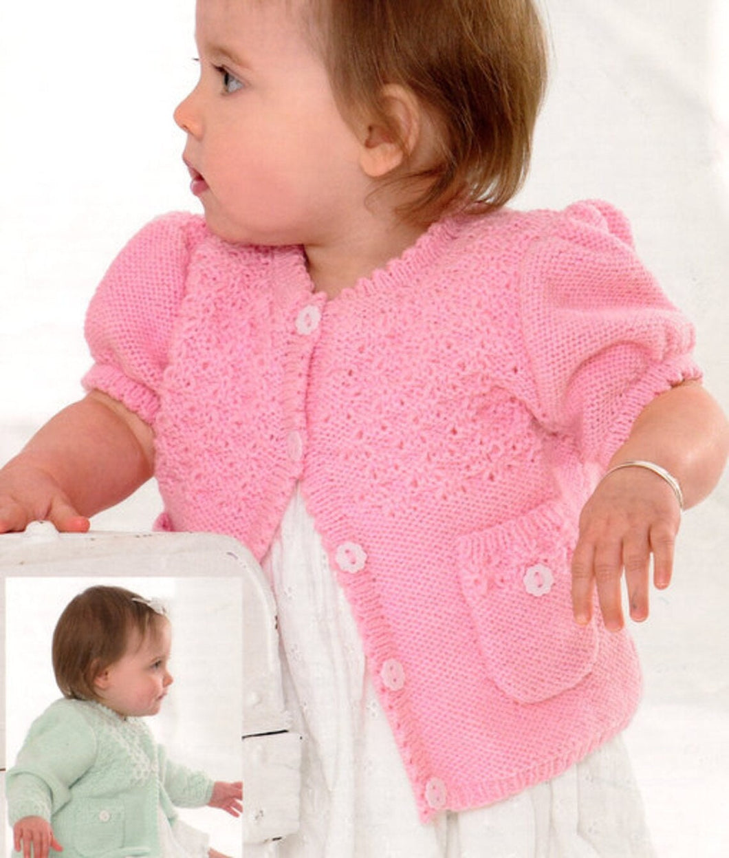 Baby Toddler Girls Round Neck Cardigan Pocket Long or Short Sleeve 16-24