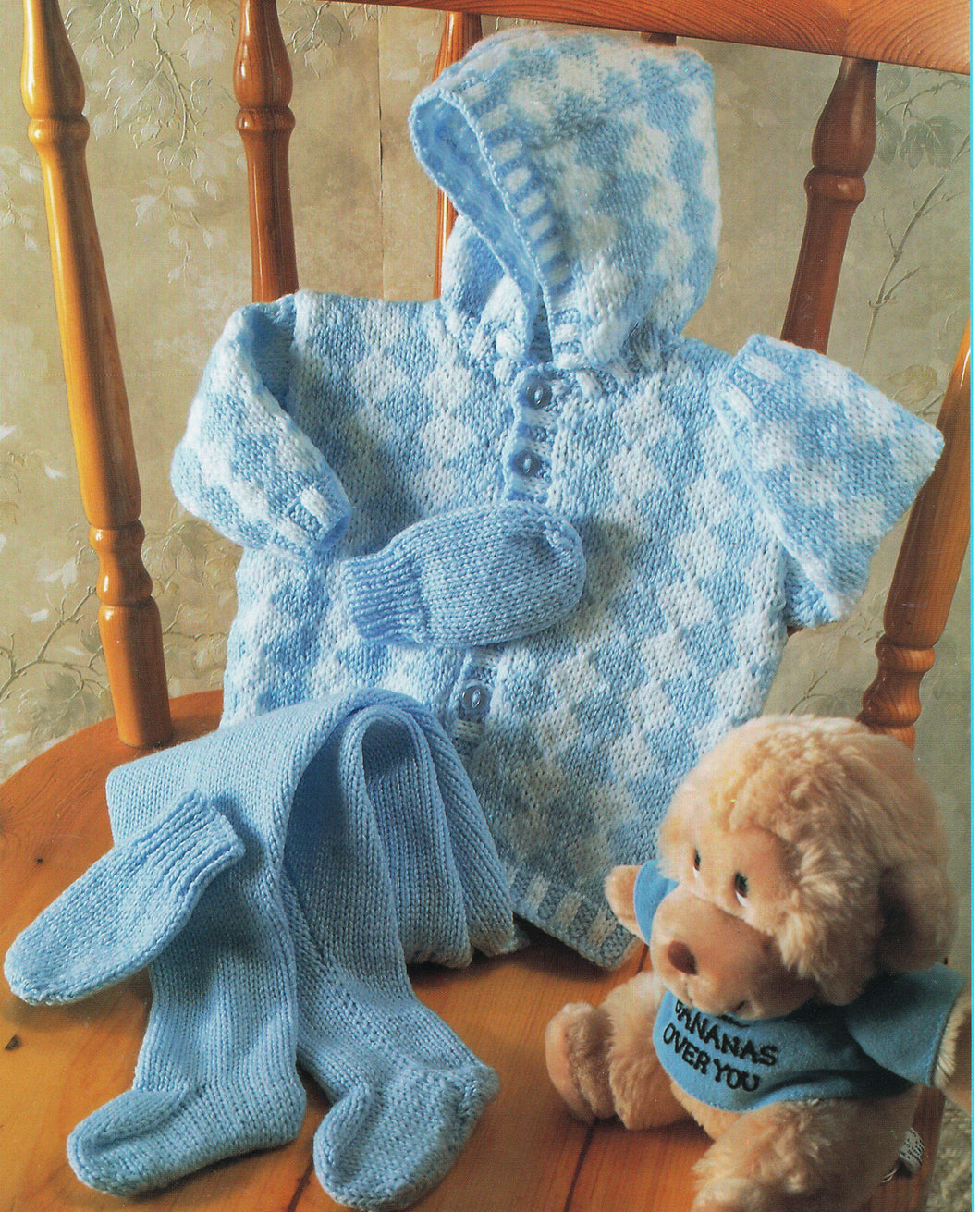 Baby Toddler Easy Hooded jacket & Trousers DK- 8Ply (Light worsted yarn)- fits  16 - 22