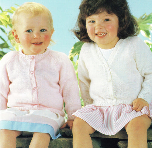Child's Easy Beginners Cardigans, plain v neck- round neck Knitting Pattern -4 Ply) Instant Download-16-24