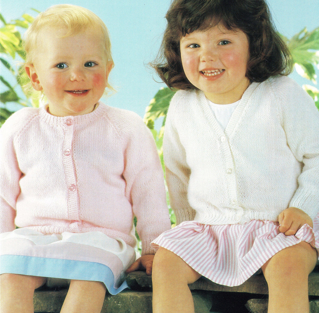 Child's Easy Beginners Cardigans, plain v neck- round neck Knitting Pattern -4 Ply) Instant Download-16-24
