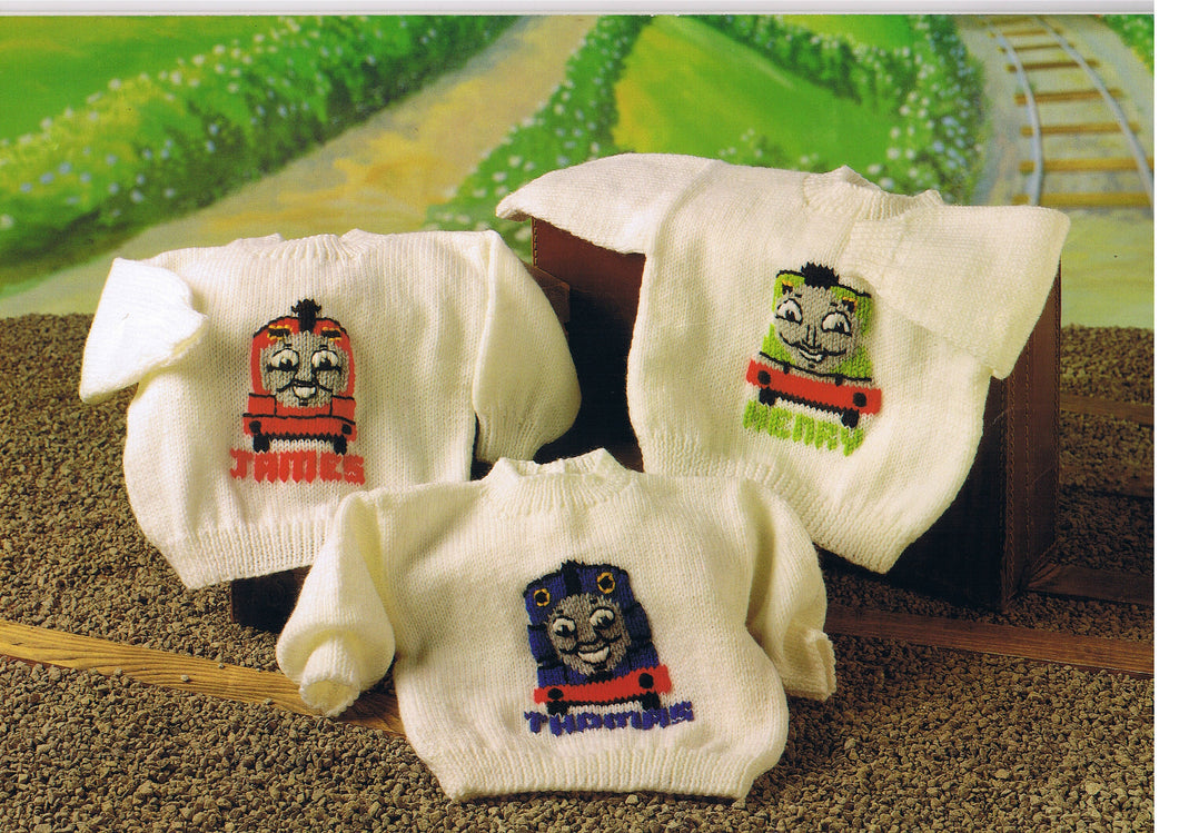 James Thomas Henry-Thomas-tank Engine sweater-Jumper- Pullover-DK/8 ply wool-chest 16-22 Ins- Instant download PDF Knitting pattern