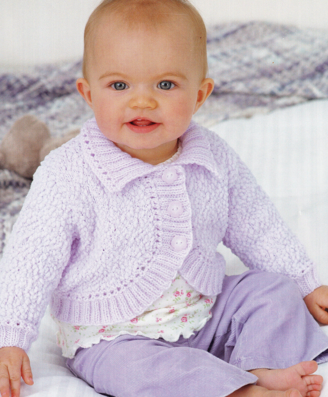Baby Girl quick knit Bolero style Cardigan with collar DK ( 8PLY ) Yarn chest 16
