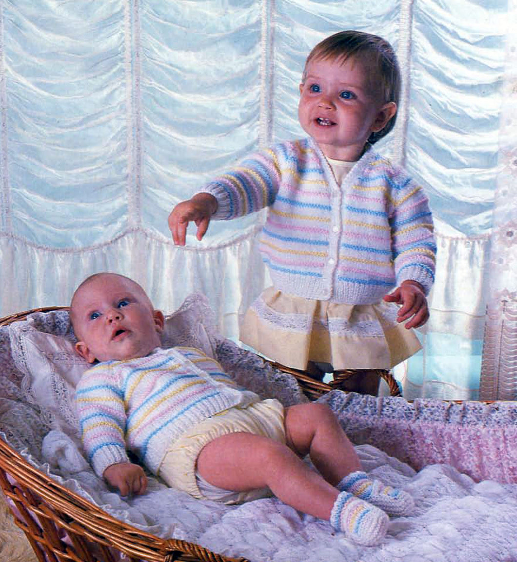 Easy Beginners  Baby Cardigans, round & V neck  16 - 23
