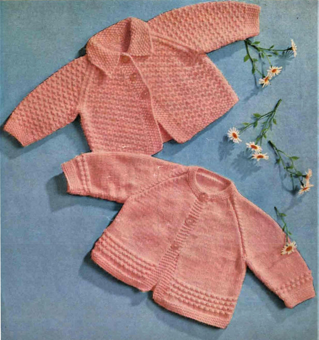 Easy  Beginners Baby Cardigans Round Neck Raglan sleeved Collar  18 - 22