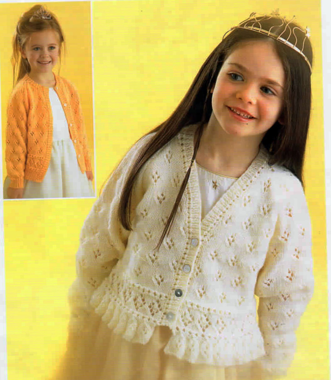 Girls Lacy Eyelet V Neck Raglan Cardigan Jacket Frill Peplum Hem 22-30