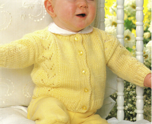 Child's Easy  Round neck cardigan with lace panel - set in sleeves Knitting Pattern -DK-8ply(Light Worsted yarn) Instant Download-18-20