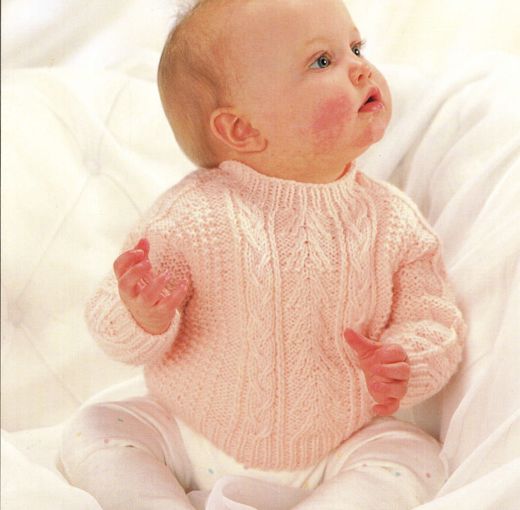 Child's Round neck Cable  button top Jumper-  Knitting Pattern -DK-8ply(Light Worsted yarn) Instant Download-17-19