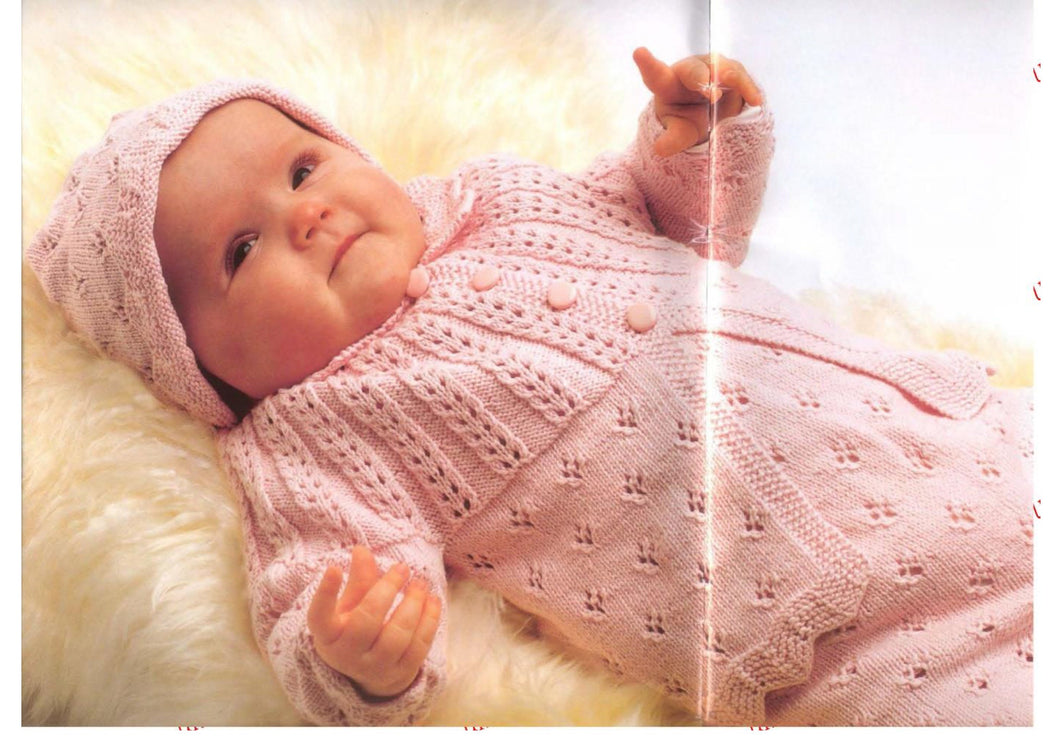 Scandinavian Baby Cardigan~ Cap ~ Bonnet ~ Romper ~ Dress ~ bootees & Blanket in 4Ply Fingering Yarn-Knitting pattern~ Download PDF-Charts