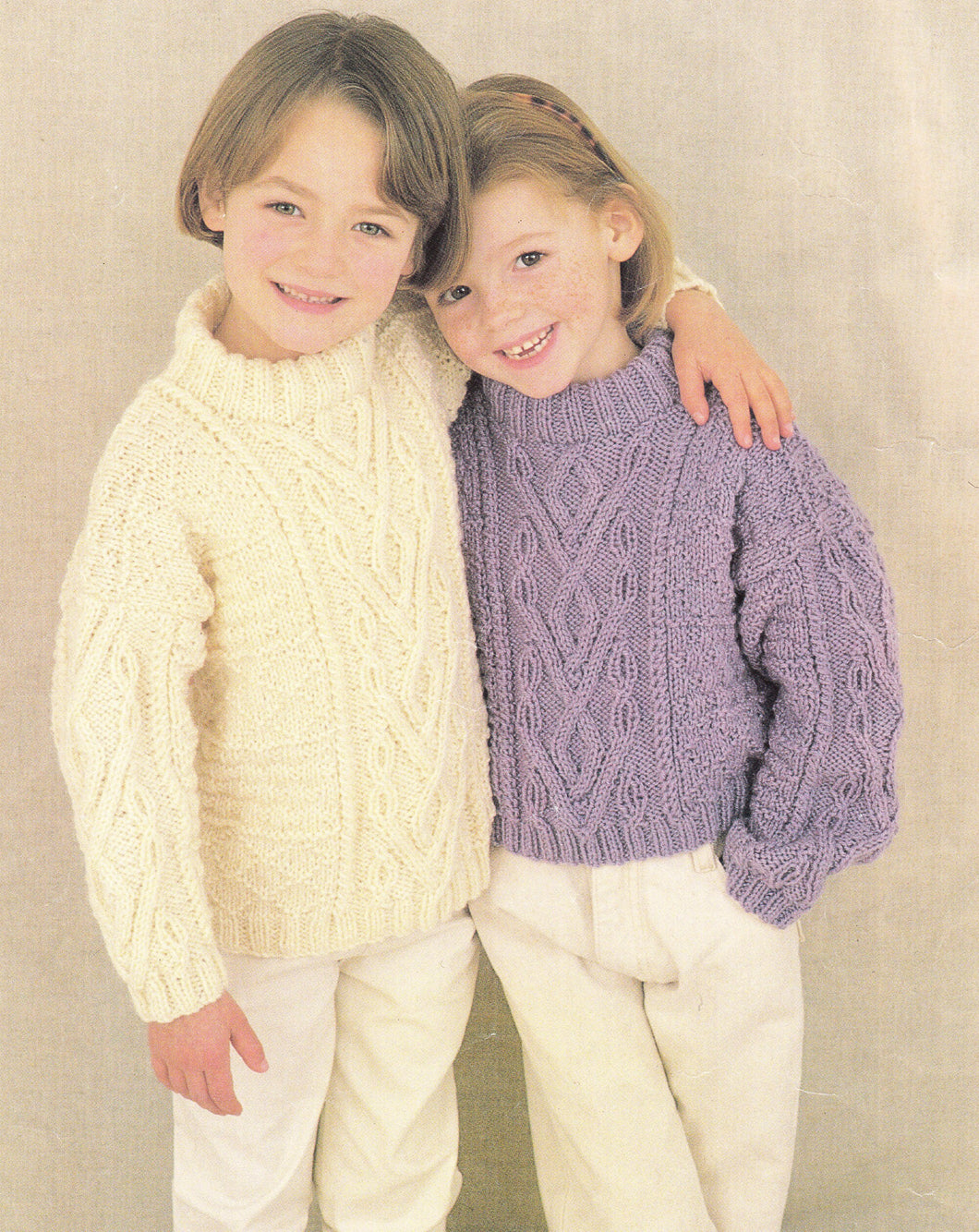 Boy Girl- toddler long short cable jumpers in Aran wool- 10 Ply Worsted, fits chest 22