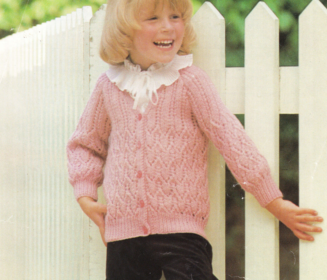 Girls Toddlers V Neck Lacy Cardigan - Raglan sleeves - 22-30