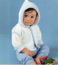 Baby Hooded Jacket Knitting Pattern – DK 8 Ply, 14-20" Sizes (PDF Download)