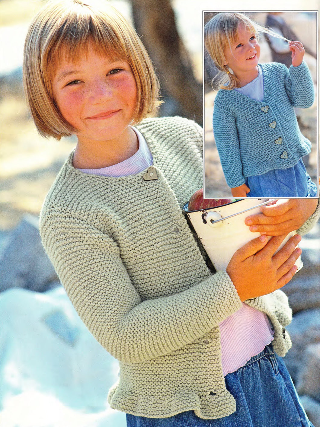Girls-Very easy, garter stitch Round & V neck Cardigans-Aran 10 ply wool- chest 16-26 inches- easy quick knit-PDF KNITTING Pattern