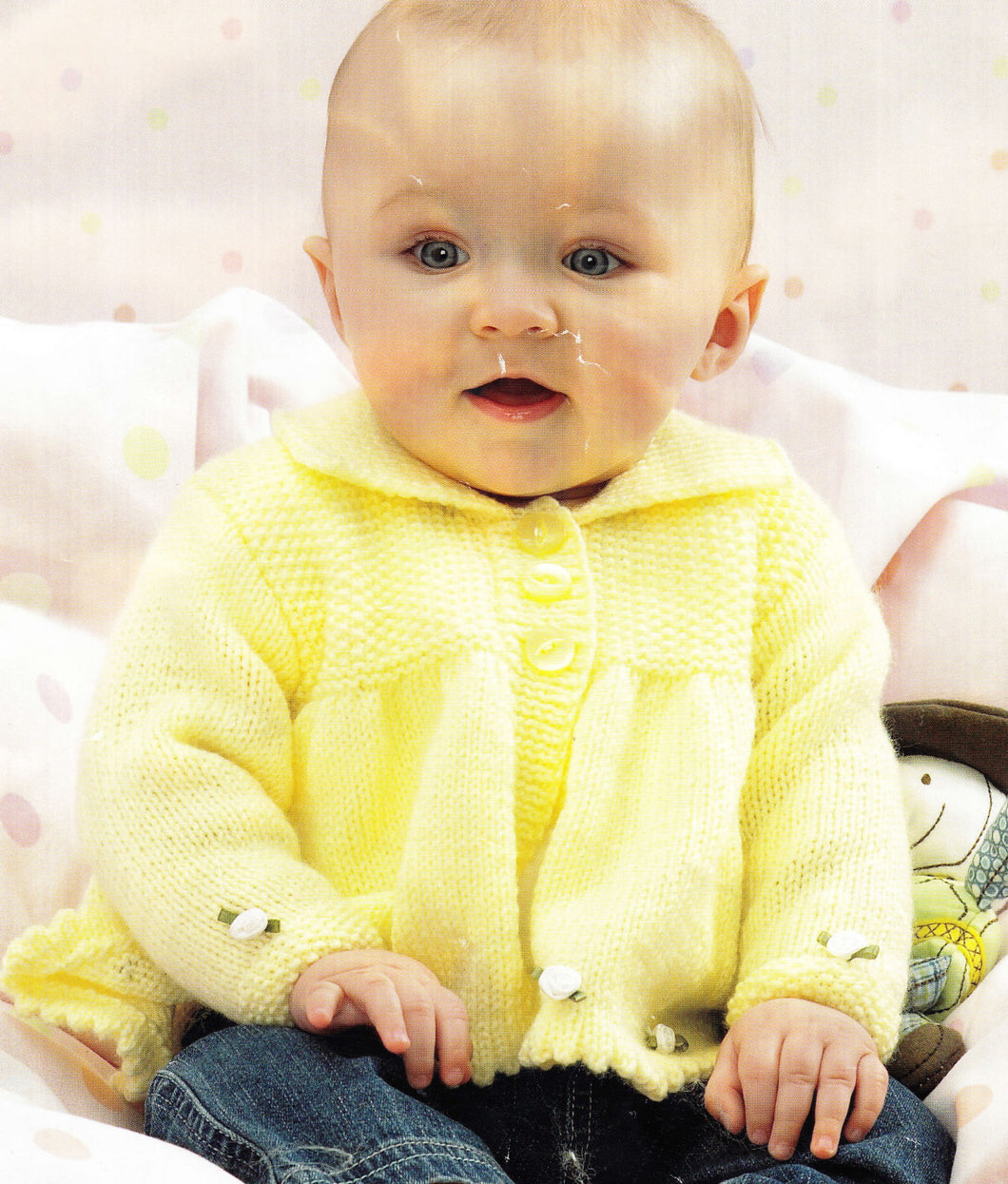 Baby Girl Jacket Dress Hat & Blanket Knitting Pattern- Moss st dress - Jacket bobbles- roses DK- 8Ply Light worsted Download PDF premie- 22