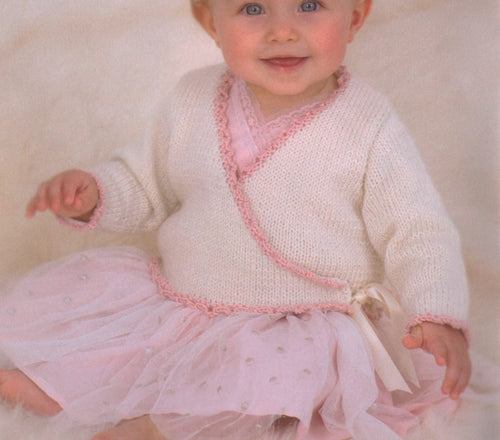 Child's Easy crossover Cardigan with Picot Border  Knitting Pattern -DK-8ply(Light Worsted yarn) Instant Download-16-22