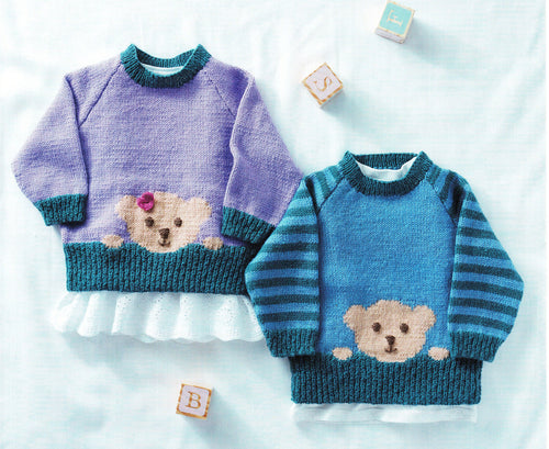 Baby Teddy Motif Raglan Round Neck Sweater Jumper 16