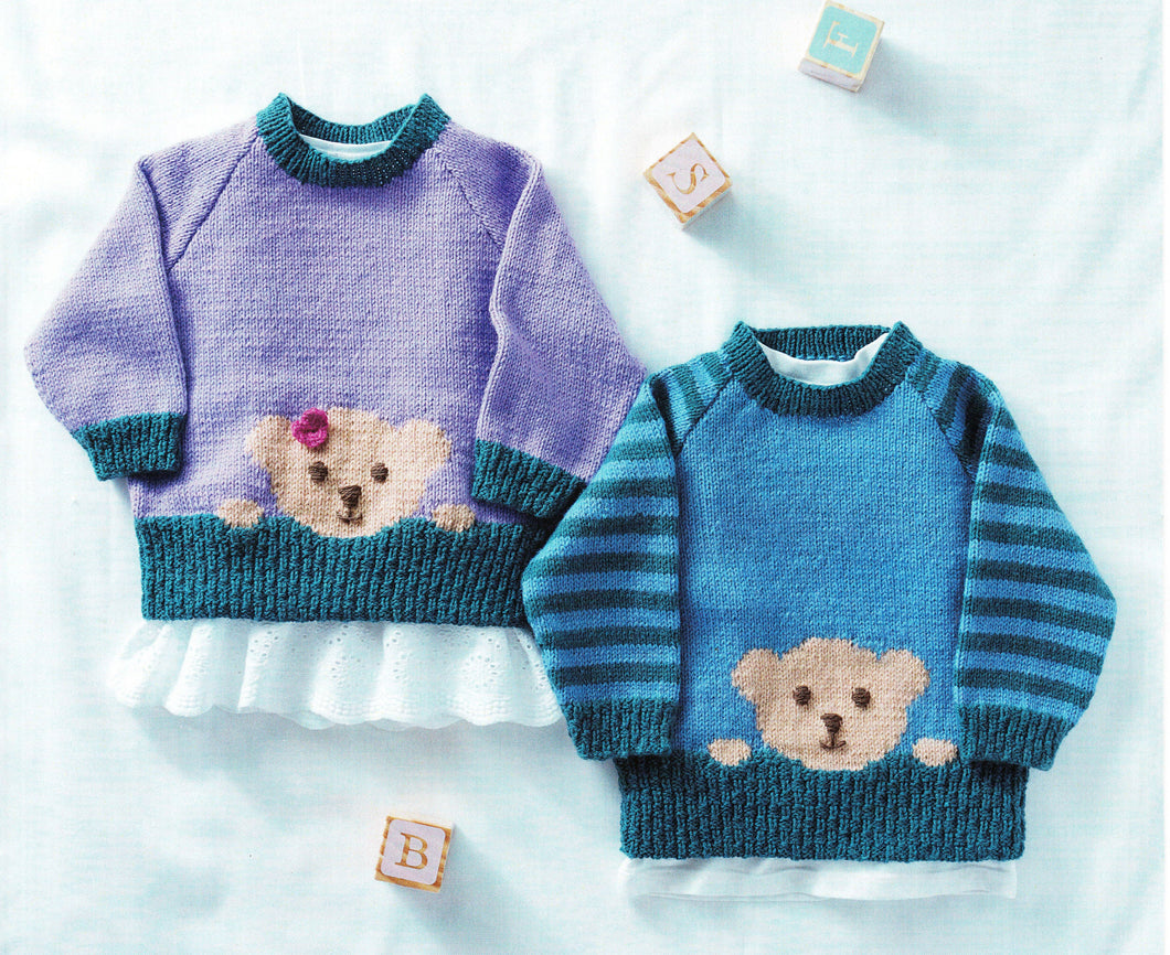 Baby Teddy Motif Raglan Round Neck Sweater Jumper 16