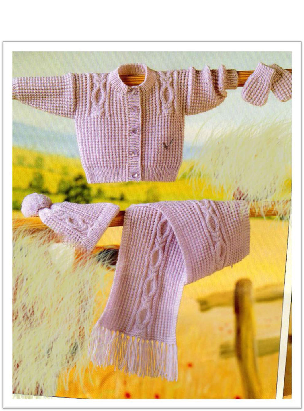 Baby Toddler  Boy Girl Cable Cardigan Hat -Mitts & Scarf ~16