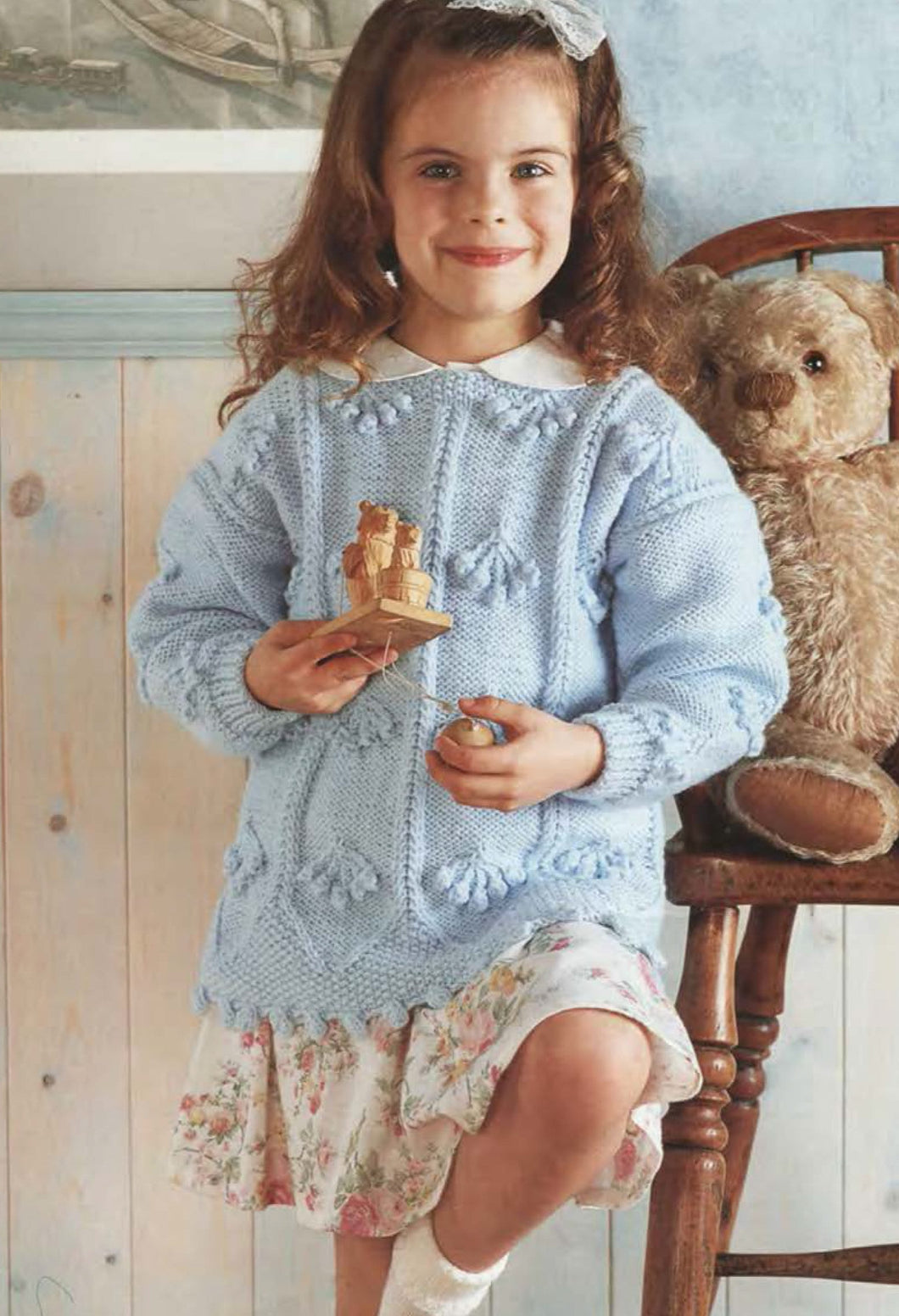Girl's Bobble Aran Jumper-Sweater & Cardigan Drop sleeved Knitting pattern- Knitted in Aran (10ply) 20 - 30