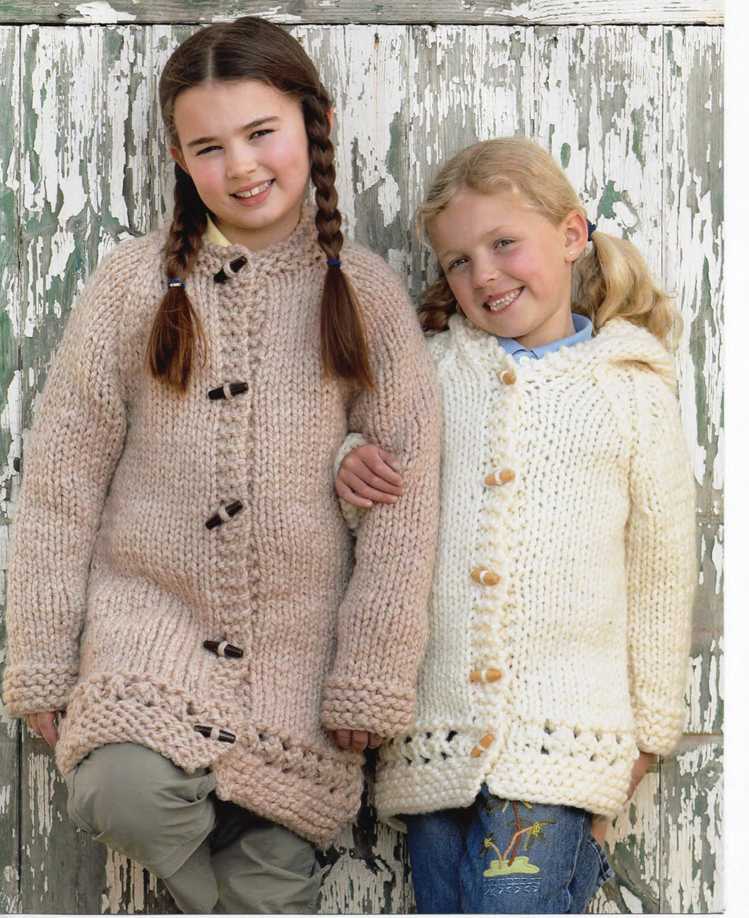 Girls Easy Super Chunky Long Coat- Jacket with or without Hood- Super Bulky- Super Chunky yarn= Knitting pattern 1-11 yrs- Download PDF
