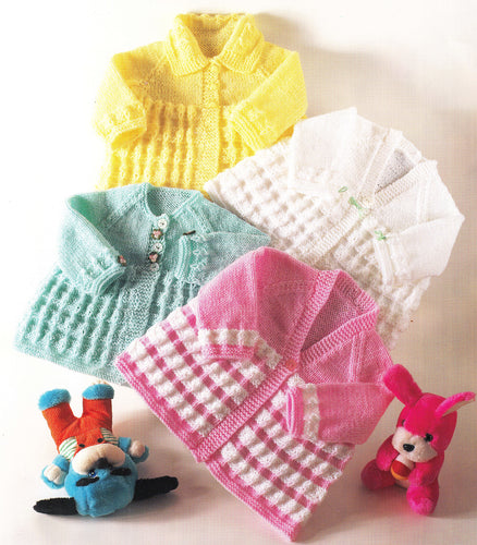 Baby Easy Patterned or Plain Cardigans - 4 styles to knit - DK ( 8 ply )  Premature 14 - 18