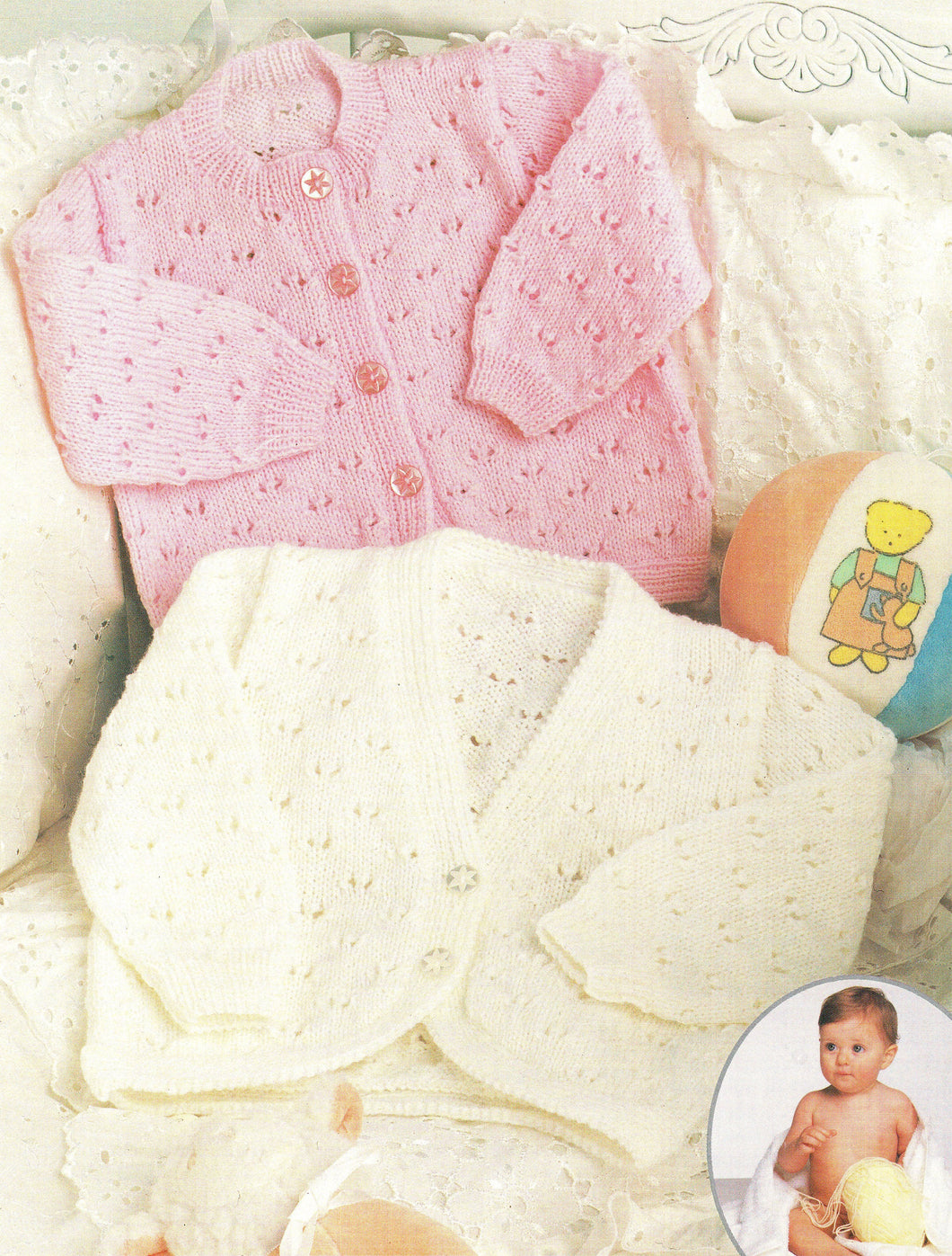 Girls Lacy eyelet cardigans set in sleeves in 4Ply or 3 Ply  Knitting pattern- PDF Download-- Fingering 14
